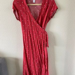 Pink and white polka dot dress